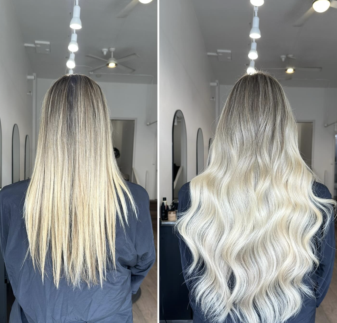 Before and after transformation to long platinum waves